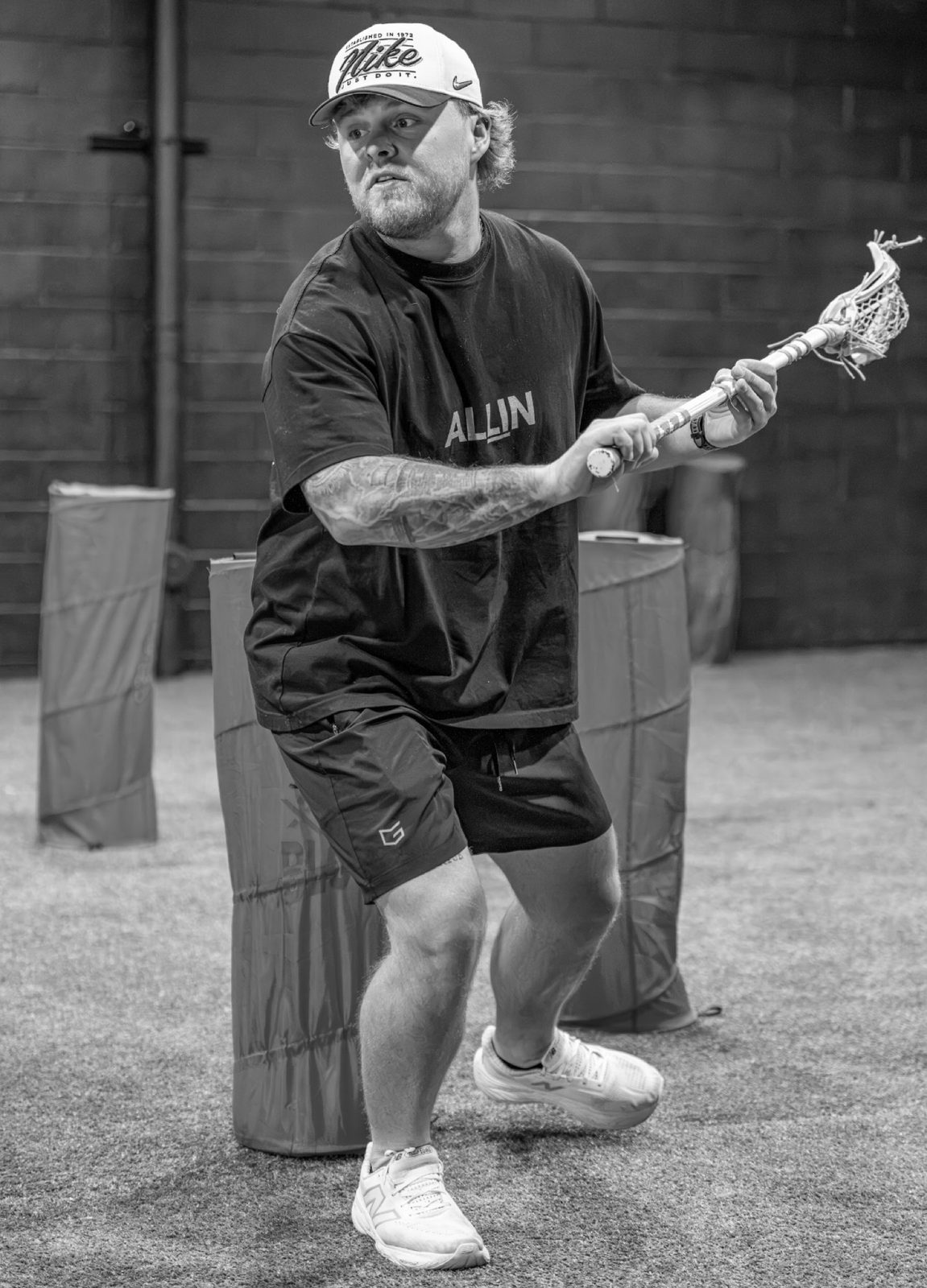 Coach McGinn working through a dodging drill