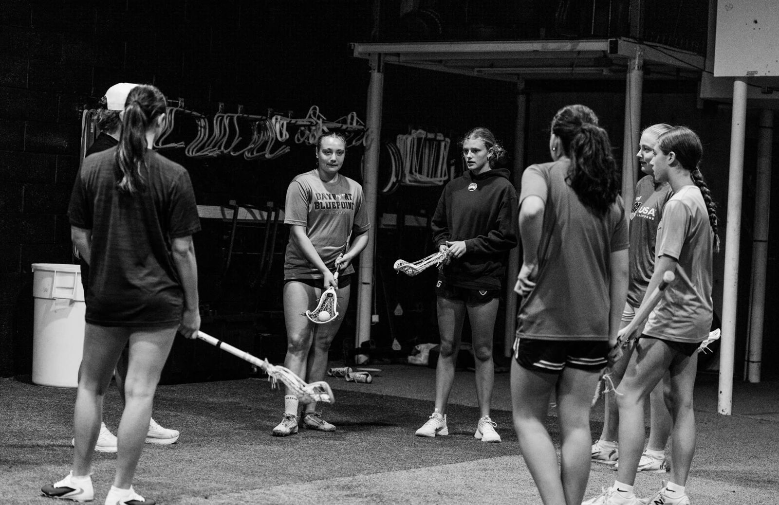 ALL IN players gathered in a training huddle at NRG Athletics