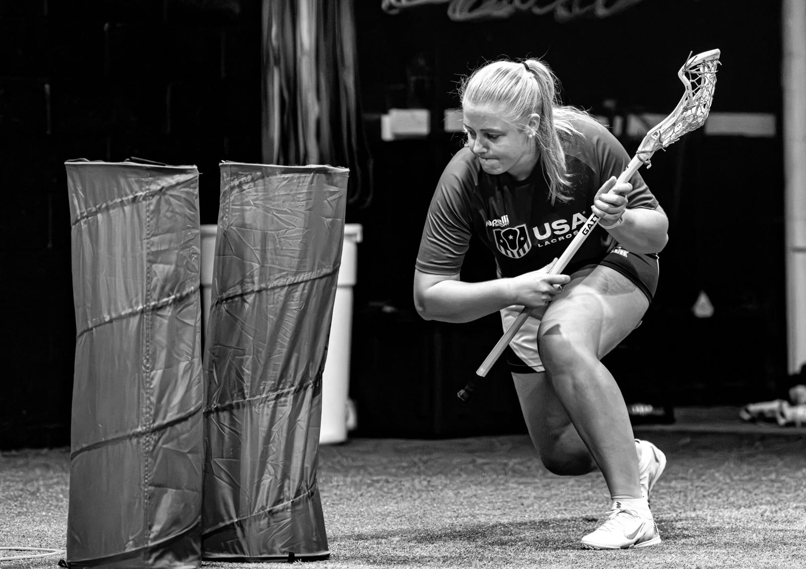Player working a stick drill